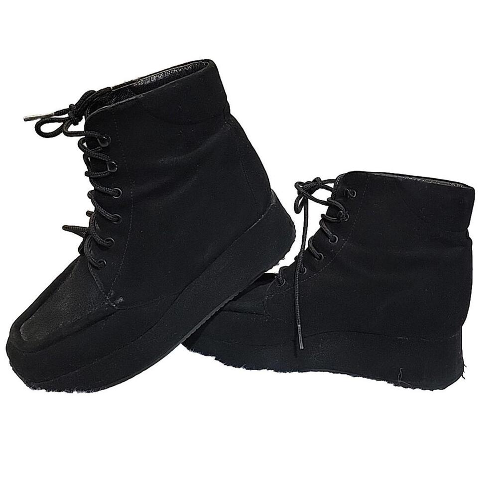 Stephane Kelian Made In France Black Suede Platform Booties Women's Size US 6